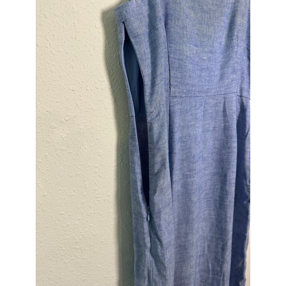 J. McLaughlin Leah Linen Blend Midi Dress Blue Size 10 - Picture 8 of 9